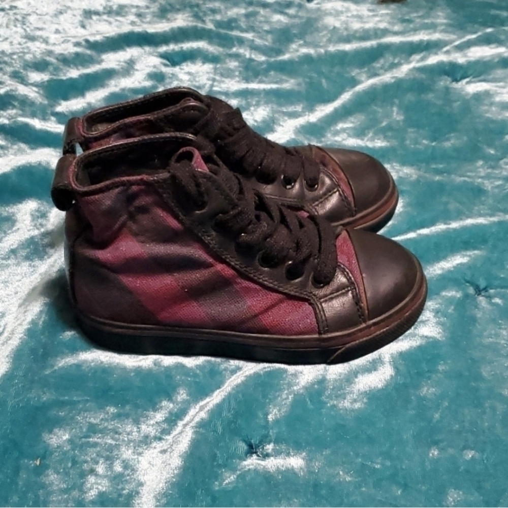Burberry Purple Check High Top Sneakers